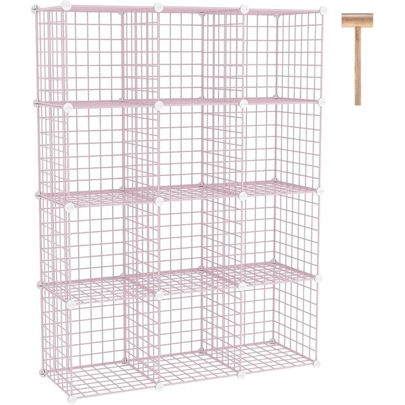 Wire Cube Storage 12 - Cube Organizer Metal C Grids Modular Shelves Units Clo